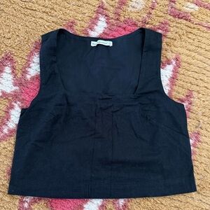 Black Linen and cotton blend Abercrombie & fitch square neck tank top